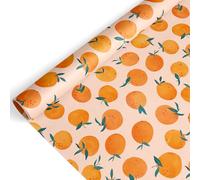 FYSUIMU Papel de regalo naranja, mini rollo, 17 pulgadas x 32.8 pies, papel de regalo Little Cutie, papel artístico con temática de frutas para boda y cumpleaños