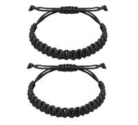 fytease 2 pulseras de cuerda para mujeres, hombres, niños y niñas, hechas a mano, color rojo y negro, pulsera de cuerda tejida tibetana para protección y suerte, pulsera de amistad, middle, No es una