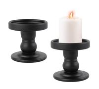 FYting 2 Piezas Candelabros para Velas,Porta Velas,Portavelas Cristal Navidad,Decora la Sala de Estar para Velas Perfumadas, Bodas, Navidad, Fiesta, Mesa de Comedor (Negro)
