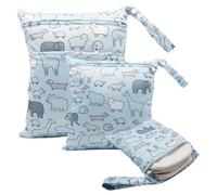 FYting 3 Piezas Bolsa de Pañales para Bebés,Bolsa Impermeable de Tela,Neceser Bebe,Reutilizable, Impermeable, Húmedo, con Cremallera, para Nadar, Acampar, Viajar, Fitness, Playa (Oveja)
