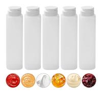 FYting Biberon Cocina,5 Piezas Biberones Cocina 350 ml,Sin Bpa, A Prueba de Fugas Con Pico de Apertura y Cierre AutomáTico, Para Ketchup, Mostaza, Mayonesa, Salsas, Aceite de Oliva (10 Oz)