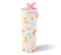 FYting Botella Agua Acero Inoxidable,600 ml Botella Agua Acero Inoxidable,Termo Agua Caliente,Sin Bpa, con Pajitas y Manijas, Para Hacer Té, Café,Té de Leche, Bebidas Carbonatadas(Mariposa)