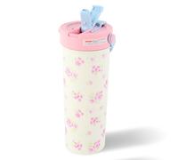 FYting Botella Agua Acero Inoxidable,600 ml Botella Agua Acero Inoxidable,Termo Agua Caliente,Sin Bpa, con Pajitas y Manijas, Para Hacer Té, Café,Té de Leche, Bebidas Carbonatadas(Rosas)