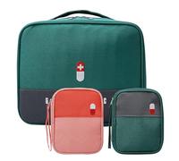 FYting Botiquin de Primeros Auxilios Portátil, 3 Piezas Bolsa de Viaje de Tela Oxford Impermeable, para la Escuela, Camping, Senderismo (Verde + Rojo)