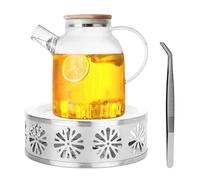FYting Calienta Tazas,Quemador Aceites Esenciales,Quemador de Aceites Esenciales,Calentador de Té, Calentador de Acero Inoxidable con Base de Vela para Halloween, Navidad, Cumpleaños (Plata)