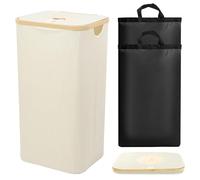 FYting Cesto Ropa Sucia,120 L Cesta Ropa Sucia,Plegable Cesto Ropa Sucia con Tapa,con 2 piezas Bolsa Interior Impermeable ExtraíBle,para Recogida de Ropa, Juguetes, Botellas (Blanco)