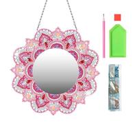 FYting Diamond Painting Niños,Pintura Diamantes Espejo Vanidad,DIY Manualidades Niña Adultos,Espejo de Maquillaje Mandala, 3 MéTodos de InstalacióN, Regalo Niña Manualidades 6-15(Rosa)