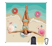 FYting Esterilla Playa,Manta Playa,Toalla Playa Grande 210 X 200 cm, Cojín de Picnic con 4 UñAs de Posicionamiento, 1 Bolsa de Almacenamiento con Cordón, 1 Carabinero (Playa Dorada)