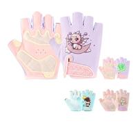 FYting Guantes Bici Niño,Guantes Ciclismo Niño,con Patrón Que Brilla en la Oscuridad,Guante Ciclismo Mujer Sin Dedos Ice Silk,con Acolchado,para Deportes al Aire Libre,Educación fíSica(Dinosaurio M)