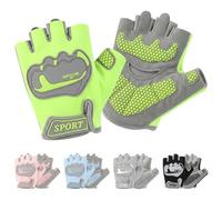 FYting Guantes Bici Niño,Guantes Ciclismo Niño,Guante Ciclismo Mujer Sin Dedos Dedos Ice Silk, con ReposamuñEcas/Acolchado, para Scooters,Educación fíSica, Deportes al Aire Libre(Verde L)