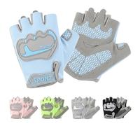 FYting Guantes Bici Niño,Guantes Ciclismo Niño,Guante Ciclismo Mujer Sin Dedos Dedos Ice Silk, con ReposamuñEcas/Acolchado, para Scooters,Educación fíSica, Deportes al Aire Libre(Azul L)