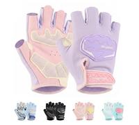 FYting Guantes Bici Niño,Guantes Ciclismo Niño,Guante Ciclismo Mujer Sin Dedos,Guantes Sin Dedos Ice Silk, con ReposamuñEcas/Acolchado, para Scooters, Deportes al Aire Libre, Educación fíSica(Púrpura)