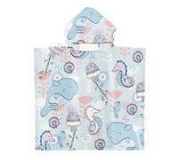 FYting - Poncho de baño infantil, 60 x 60 cm, toalla absorbente de microfibra, 3 en 1 para niños de natación, protección solar de playa, capa con capucha de 2 a 8 años (caballete)