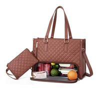 FYTSHFG 2-in-1 Tote Lunch Bag Set, 2-in-1 Women's Lunch Tote, 15.6-inch Tote with Lunch Compartment, The UltimateTote that Combines Elegance and Functionality (Brown)