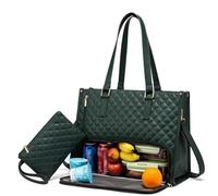 FYTSHFG 2025 New 2 in 1 lunch bag, 2 in 1 lunch bag for women, 15.6 inch tote bag with lunch compartment, the best 2 in 1 tote bags, elegance and functionality. (Green)