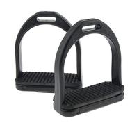 FytStycale 1 Par de Estribos de para Equitación Estribos para Silla de Montar Occidentales Estribos de Plástico Reforzado con Goma Estribos de Aleación, Negro, Niños
