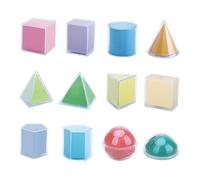 FytStycale 12 Piezas Bloques Geométricos 3D Sólidos Figuras Transparente Desmontables Resistentes Apto para Aprendizaje Infantil Matemáticas Aula