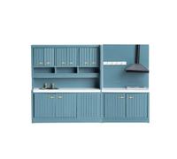 FytStycale 2 Piezas Muebles Cocina Casa Muñecas Modular Juego Cocina Casa Muñecas Tallado Mueble para Maquetas, Azul Verdoso