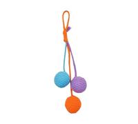 FytStycale 3 Piezas Pelota de Sisal para Gato Juguete Colgante con Cuerda de Yute Hecho a Mano Bola Interactiva Rasca Adecuado para Gatos Juguetones Regalo, Púrpura Azul Naranja