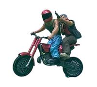FytStycale 4 Piezas Figura en Miniatura Motociclista Modelo Escenario Resina Recomendada para Casas de Muñecas Jardín de Hadas Decoración Maqueta, Rojo