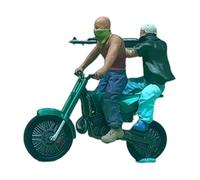 FytStycale 4 Piezas Figura en Miniatura Motociclista Modelo Escenario Resina Recomendada para Casas de Muñecas Jardín de Hadas Decoración Maqueta, Verde