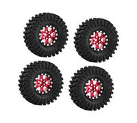 FytStycale 4 Piezas Ruedas para Auto Juguete Llantas RC Crawler Partes de Aluminio Aleación Instalación Sin Complicaciones Adecuadas para Recambio Uso en Taller, Rojo