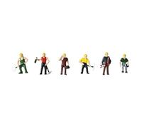 FytStycale 6 Piezas Set de Trabajadores de Construcción Posiciones Variadas Figura de Obrero en Miniatura Pintado a Mano Figuras Escala 1:87 para Dioramas