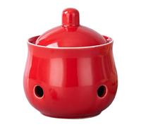 FytStycale Ajos Ventilado Tarro de Cerámica para Conservar Ajos Y Recipiente con Tapa Contenedor Decorativo Y Bote de Almacenamiento para La Cocina Y Desp, Rojo, Individual