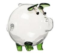 FytStycale Alcancía de Cerdito Caja de Vidrio Hucha Transparente Banco para Monedas Organizador Decorativo Adecuado para Escritorio Dormitorio Habitación, Verde 6x7cm