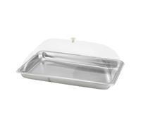 FytStycale Bandeja de Acero Inoxidable con Tapa Transparente, Resistente Al Polvo, para Tartas Y Fiestas, 50x35x5cm