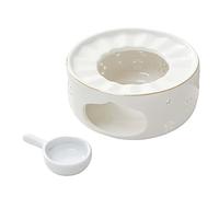 FytStycale Calentador de Tetera Base Cerámica Soporte Portavelas de Diseño Retro con Conductos de Ventilación para Hogar Oficina Amistad, Blanco, Individual