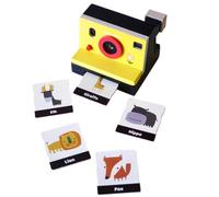 FytStycale Cámara de Imitación para Niños de Juguete de Madera Infantil Retro con Tarjetas Ilustradas de Fauna y Acción de