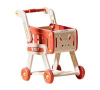 FytStycale Carrito de Compras para Niños Carro de Compra de Juguete Carrito de rol Infantil Cochecito Educativo con Ruedas Carrito Organizador Material PP Resist, Rojo