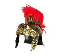 FytStycale Casco Guerrero Adulto Medieval Romano Casco Caballero Cabeza Elemento Enseñanza Histórica Adecuado para Interpretaciones, Oro con Pluma