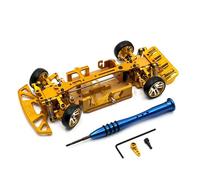 FytStycale Chasis Metálico para Coche RC 1/28 Alta Rigidez Marco de Aluminio para Coche Teledirigido Distancia Entre Ejes Ajustable Modelistas, Competición, Oro