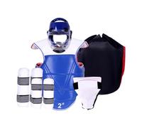 FytStycale Conjunto de de Entrenamiento de Karate y Taekwondo, Protector Reforzado Que Incluye espinilleras para Ejercicios de Muay Lucha, Azul, para 110 a 130 Cm