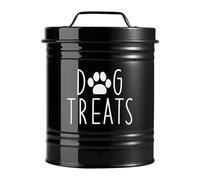FytStycale Contenedor para de Perro Bote de Metal para Bocadillos Recipiente para Galletas de Mascotas Frasco con Asa Metálica Y Boca Ancha Adecuado para, Negro