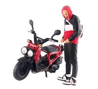 FytStycale Diorama Figura Hombre Motocicleta Escena Modelo Tren Escala Accesorios Miniatura Resina Diseño Artístico Adecuada para Decoración Escritorio Micro PAI, Negro Rojo