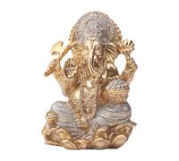 FytStycale Escultura de Estatua de Ganesha Dorada, Adorno de Escritorio de Buda Sentado, Estatua de Dios Hindú para