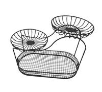 FytStycale Frutero de Metal con Compartimentos Apilados para Frutas Vegetales Pan Y Dulces Diseño Ventilado Que Adecuado para Uso en Cocina Mes, Black B, tal como se describe