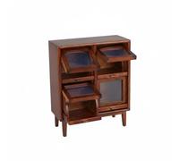FytStycale Gabinete de Madera en Miniatura Modelo Detallado Mueble de 4 Compartimentos en Miniatura Estilo Retro Vitrina Pequeña de Madera para Coleccionistas, Nuez