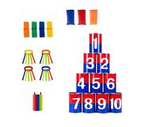 FytStycale Juego Lanzar Bolsitas a Latas Mejora la Puntería Juguete Infantil Fomenta el Trabajo en para Reuniones Familiares, Fiestas, Jardín, Juego De Rayas Arcoíris De Doble Cara Rojo Y Azul