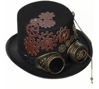 FytStycale Latón Accesorio Tendencia Estética Victoriano Sombrero Steampunk Gafas, Negro, Circunferencia De La Cabeza 61cm