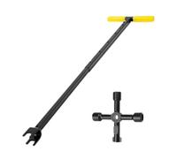 FytStycale Llave Profesional para de Agua Herramienta de 4 Vías con Mango en T Acero Duradero Adecuada para Fontanería Y Uso Industrial, Telescópico Amarillo