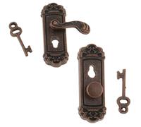 FytStycale Manija de Puerta Miniatura para Casa de Muñecas con Llave Pomo Y Herramienta DIY de Metal Adecuados para Artes Y Maqueta 1/
