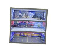 FytStycale Modelo de Coche Estuche de Exhibición Caja de Almacenamiento Organizador de Escena Miniatura con Cubierta Acrílica con Luz Adecuado para Coleccionista, Estilo F