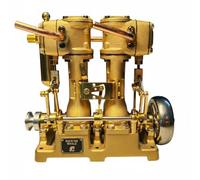 FytStycale Motor de Steam de Doble Cilindro Totalmente Ensamblado Modelo Motor Latón Educativo para Aficionados a la Mecánica, Coleccionistas, L2 Inline Twin