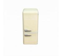 FytStycale Nevera Muñecas Manijas Plateadas Nevera Doble Puerta Borde Tonalidad Blanca Frigorífico Miniatura, Amarillo