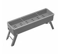 FytStycale Parrilla Plegable de Carbón Gran Capacidad para Camping, 60 Cm + Guantes Blancos + Ensartador + Cepillo Aceite + 50 Brochetas Redondas 35 Cm + Rejilla 60 Cm