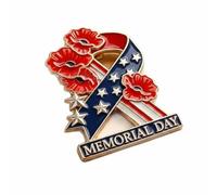 FytStycale Pin de Memorial Day Decorativo Insignia Patriótica con Cinta Ligero Prendedor con Flor Rojas para Patrióticas